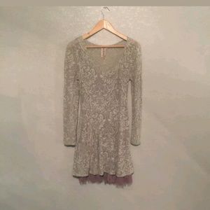 Free People  dress with long sleeved sheer overlay